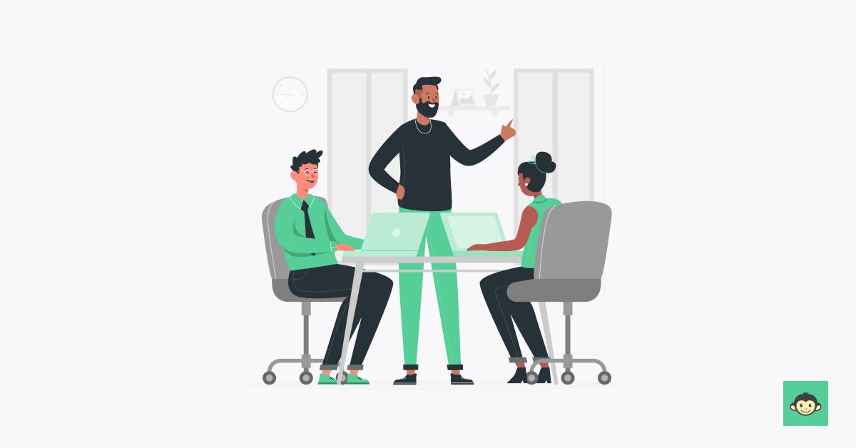 A leader is having meeting with two employees