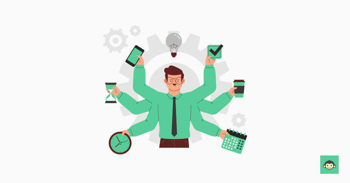 Employee working on multiple tasks